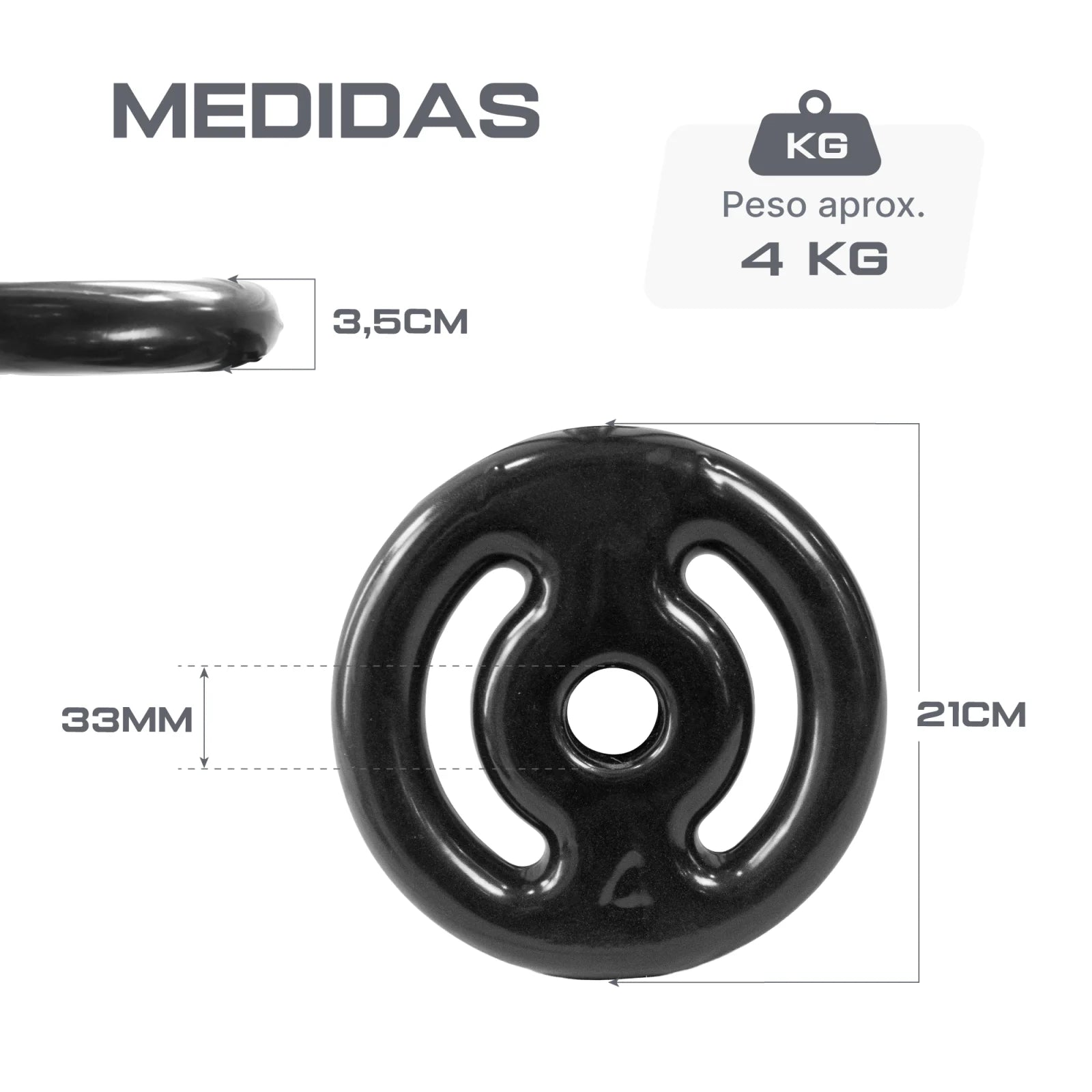 Anilha Vazada Emborrachada 4kg