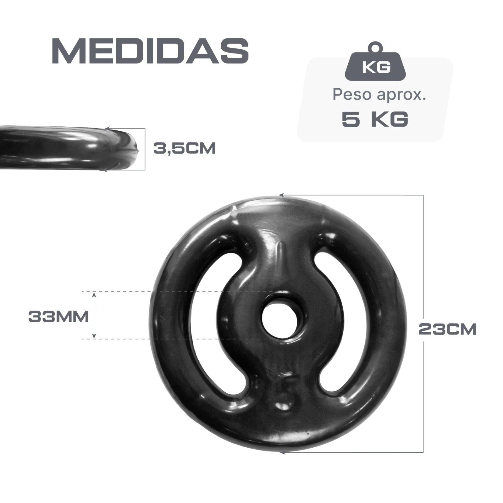 Anilha Vazada Emborrachada 5kg