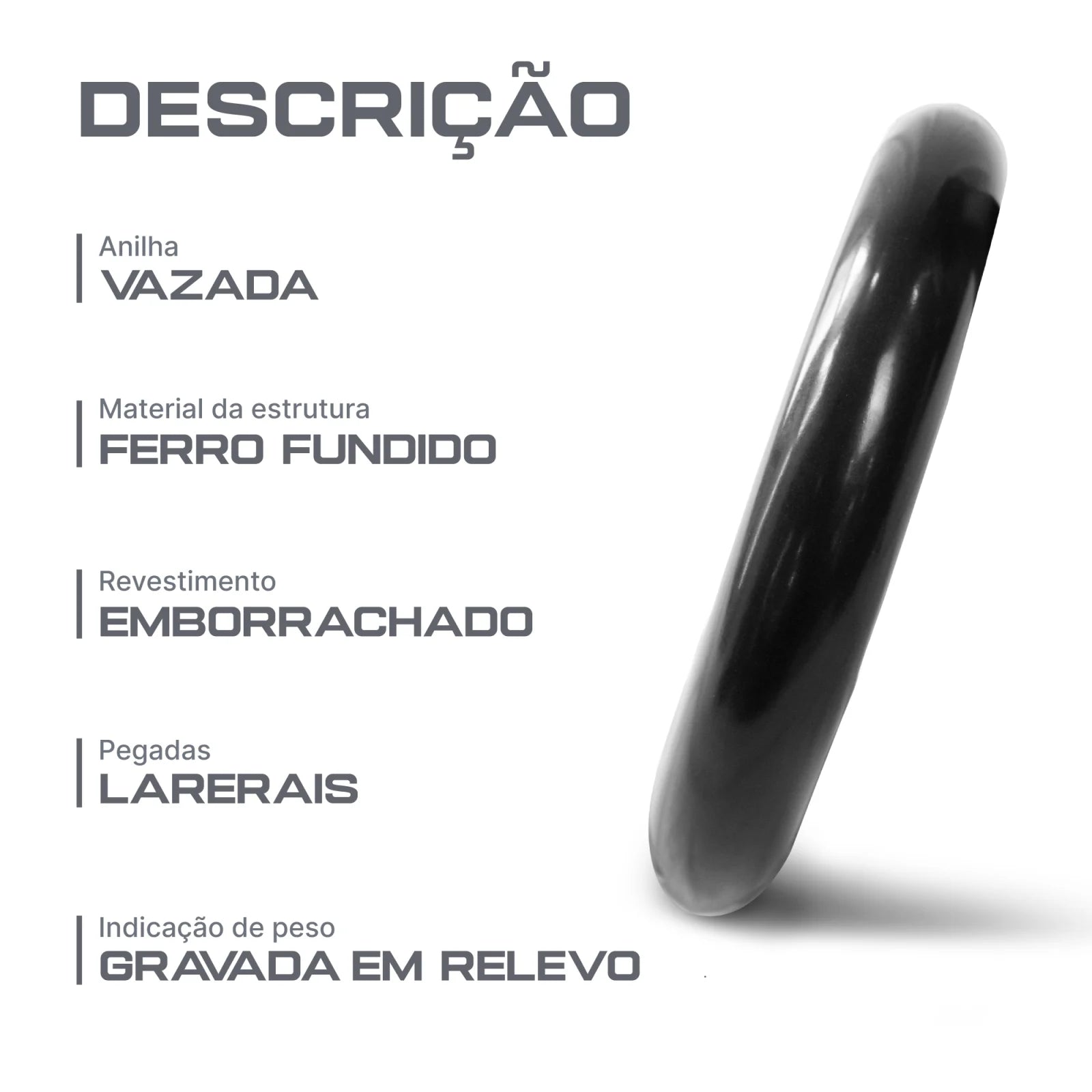 Anilha Vazada Emborrachada 10kg