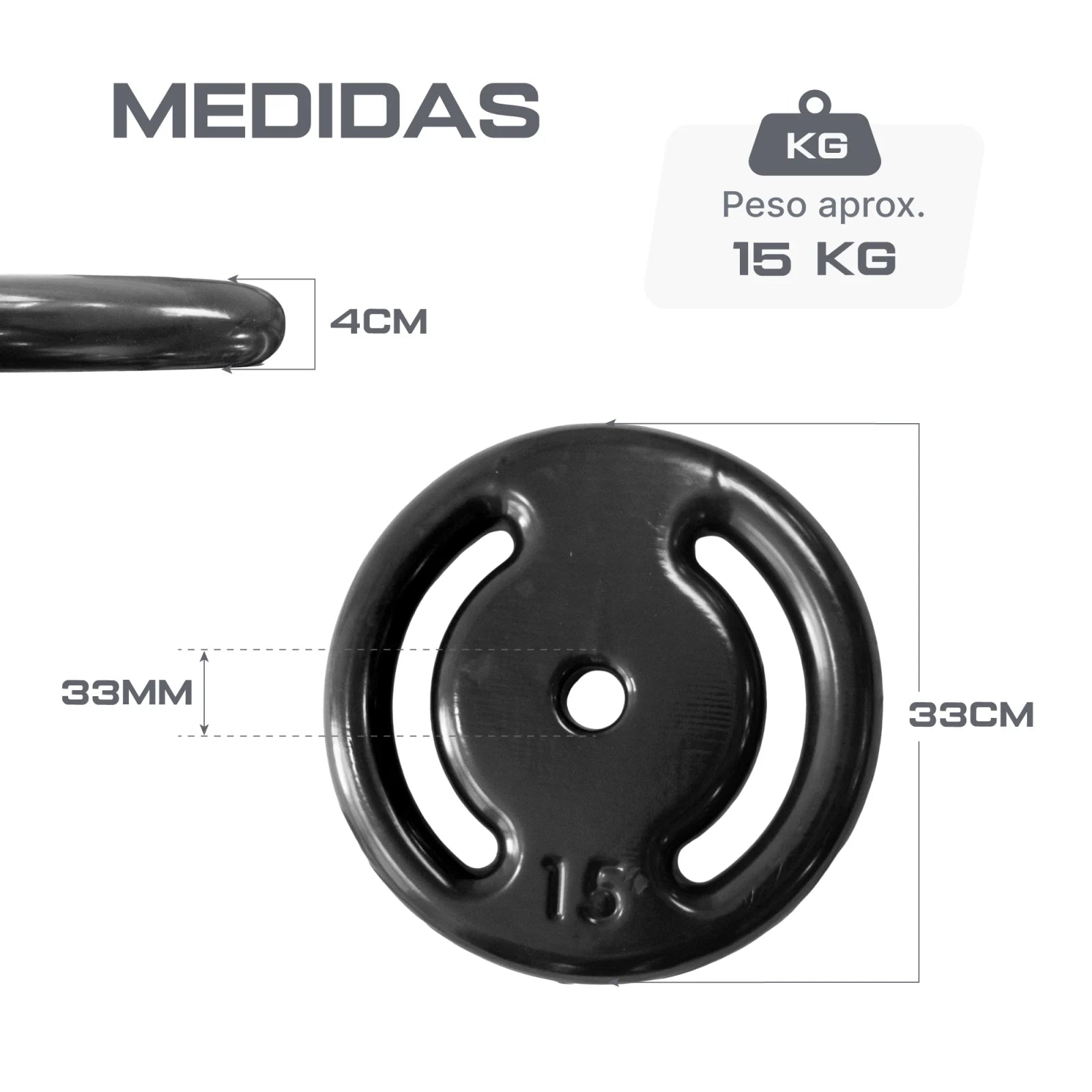 Anilha Vazada Emborrachada 15kg