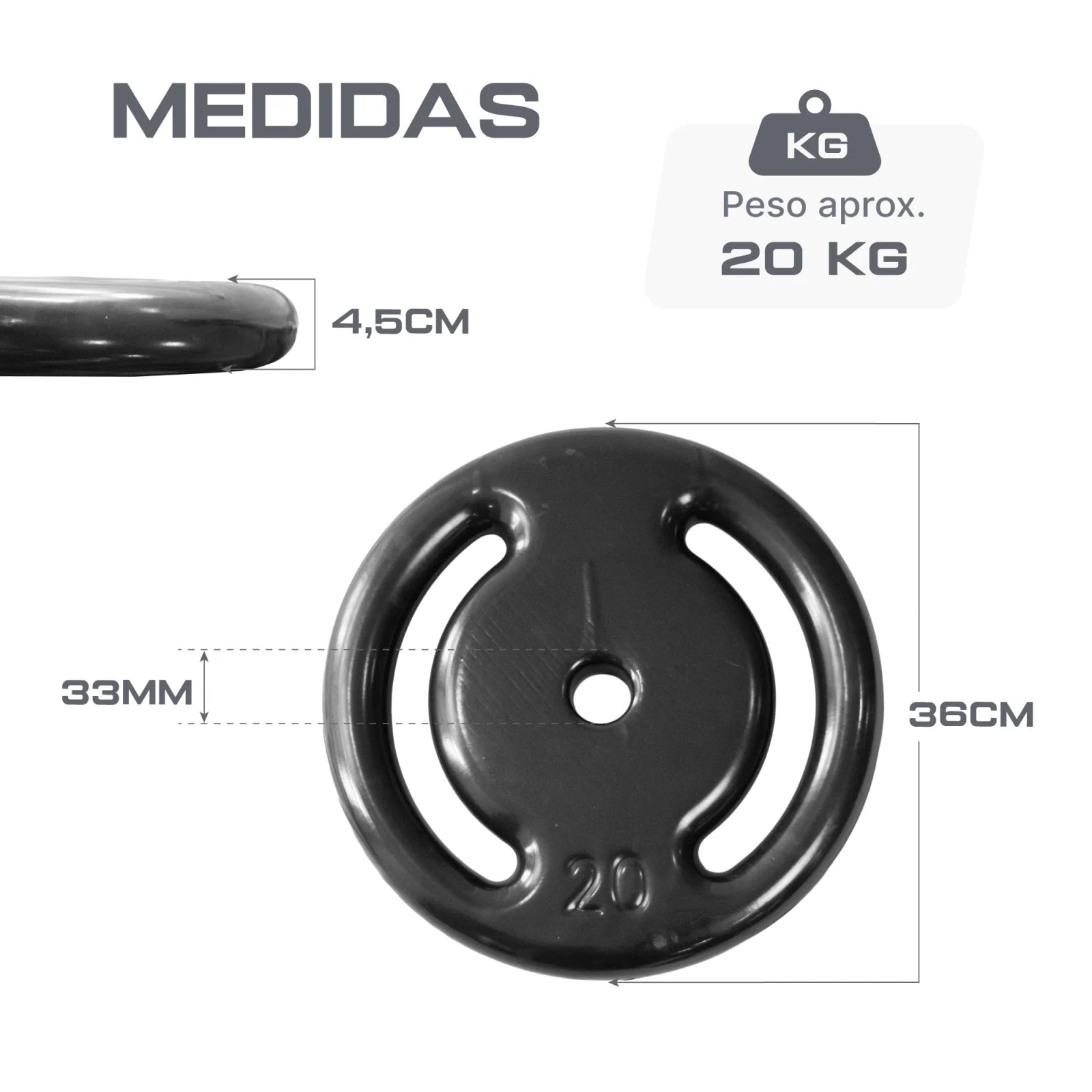 Anilha Vazada Emborrachada 20kg