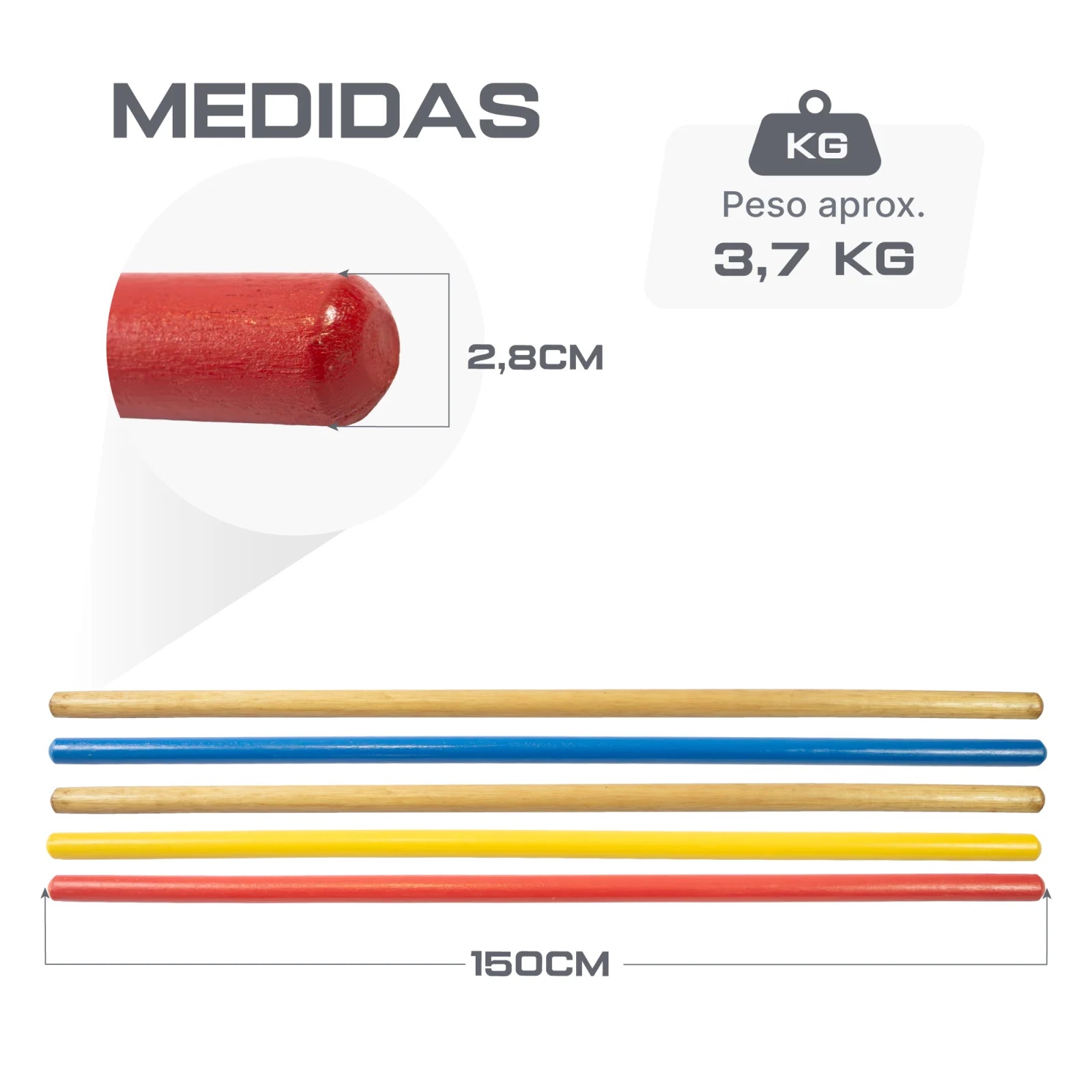 5 Bastões em Madeira Color + Suporte
