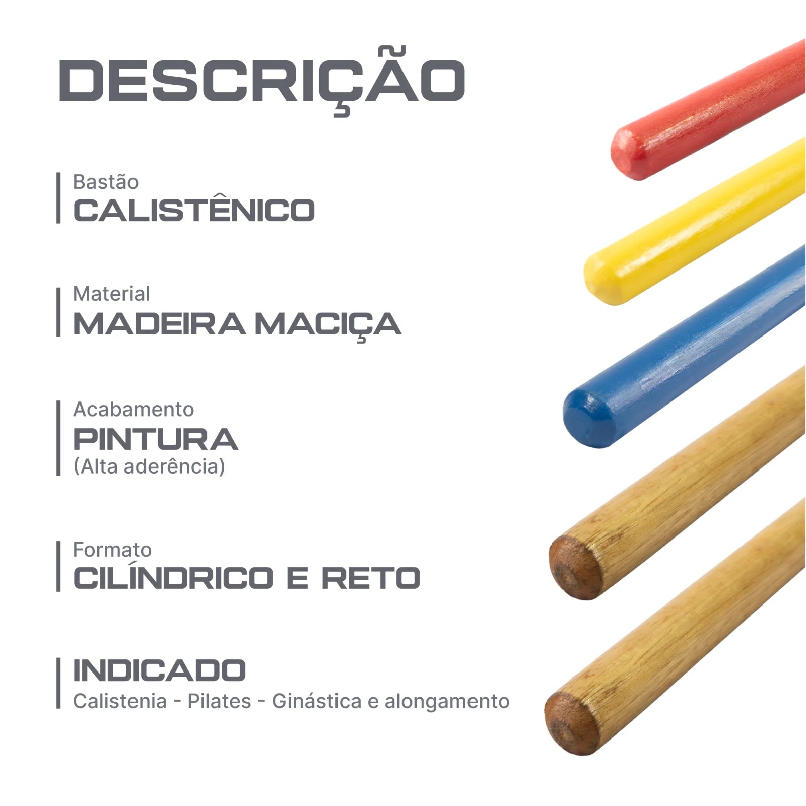 5 Bastões em Madeira Color + Suporte