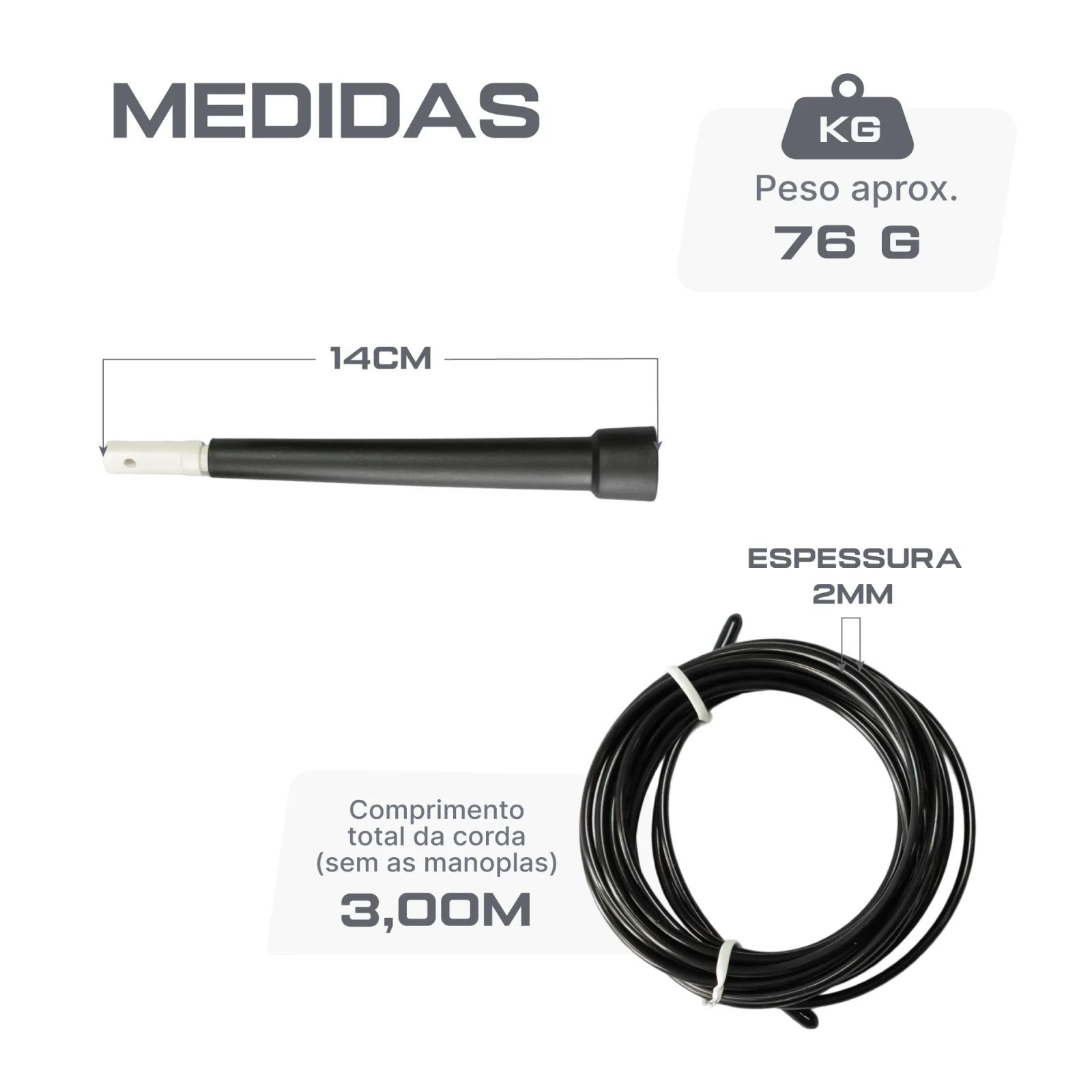 Corda de pular de aço revestido de PVC 2,65m x 2mm speed rope