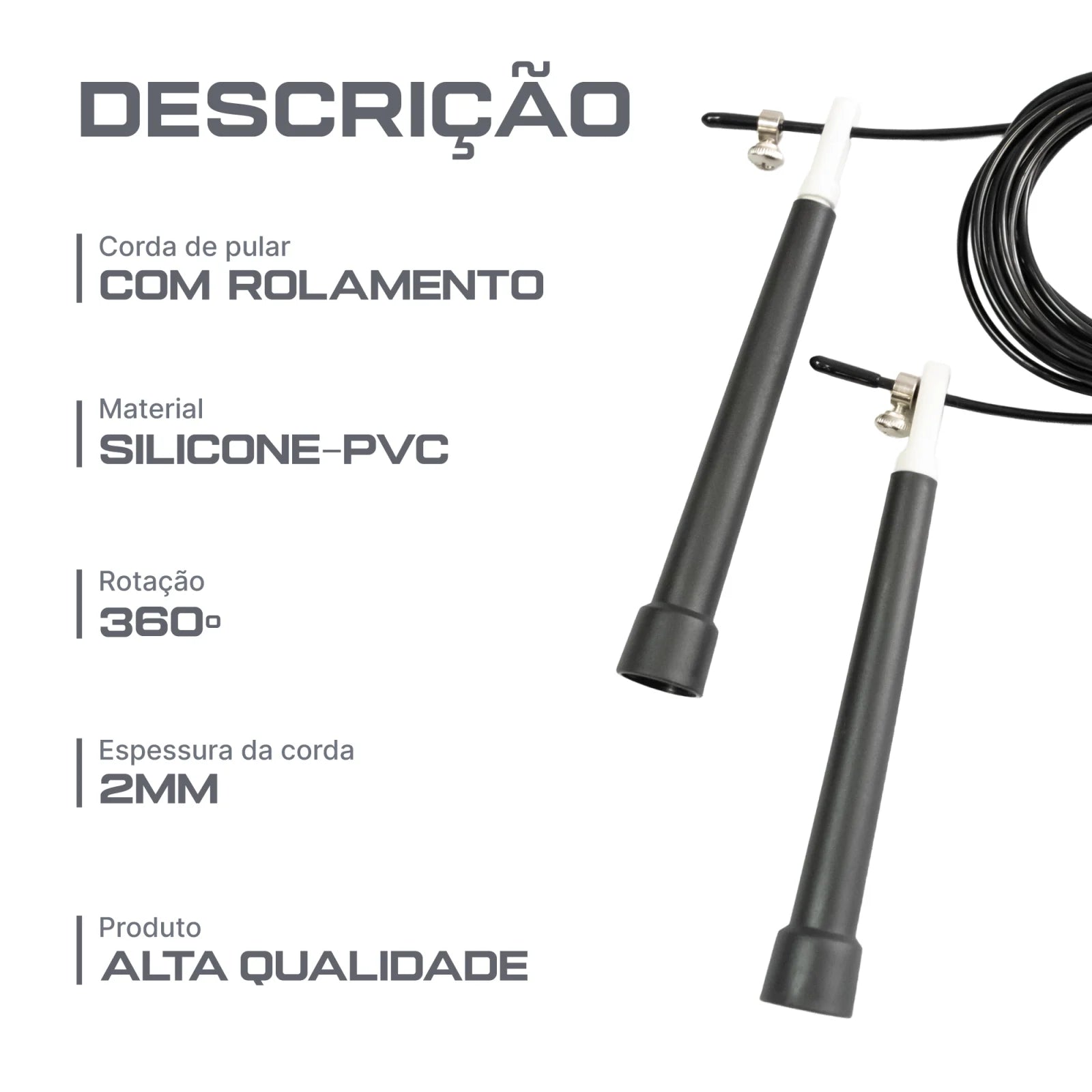 Corda de pular de aço revestido de PVC 2,65m x 2mm speed rope