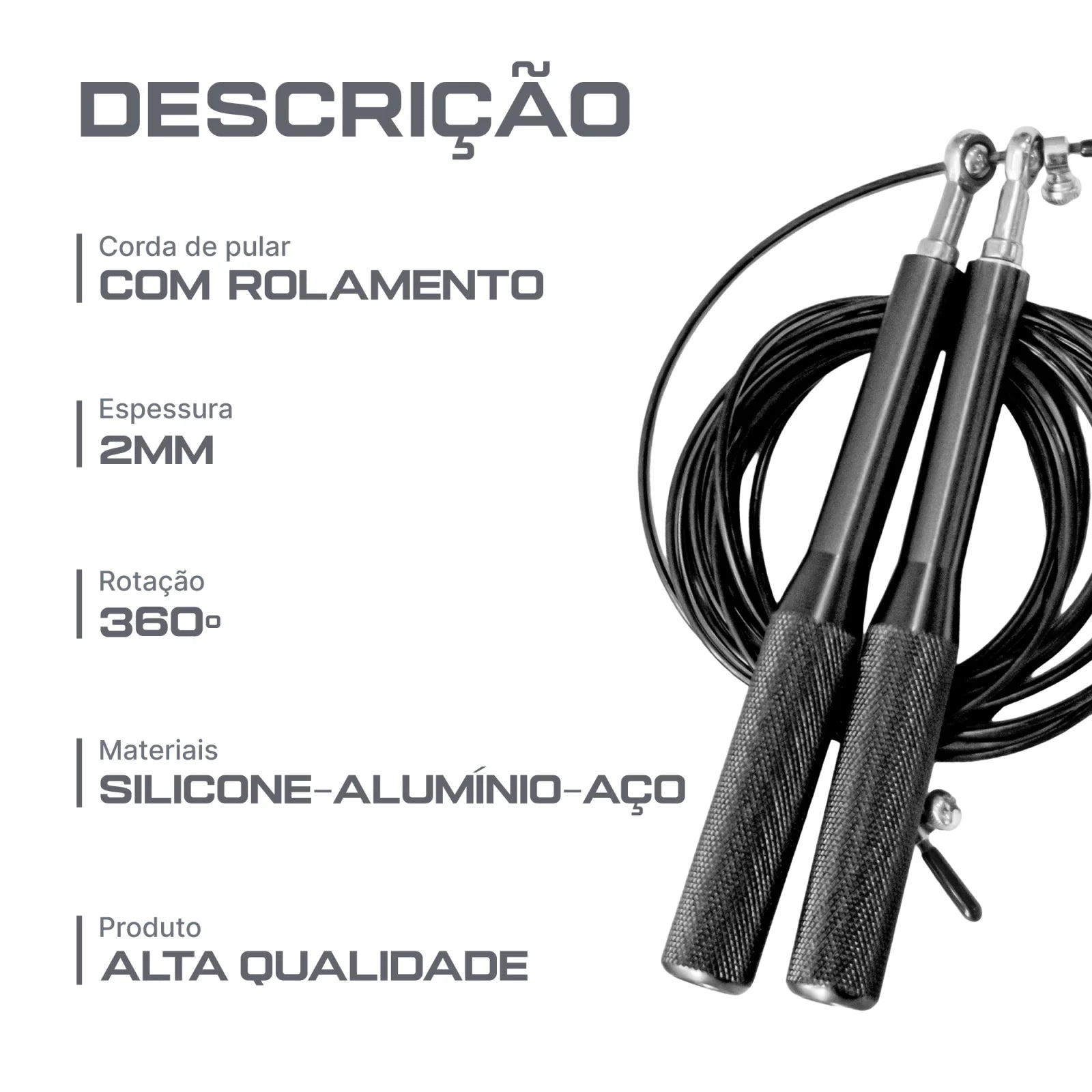 Corda de pular especial speed com cabo de alumínio