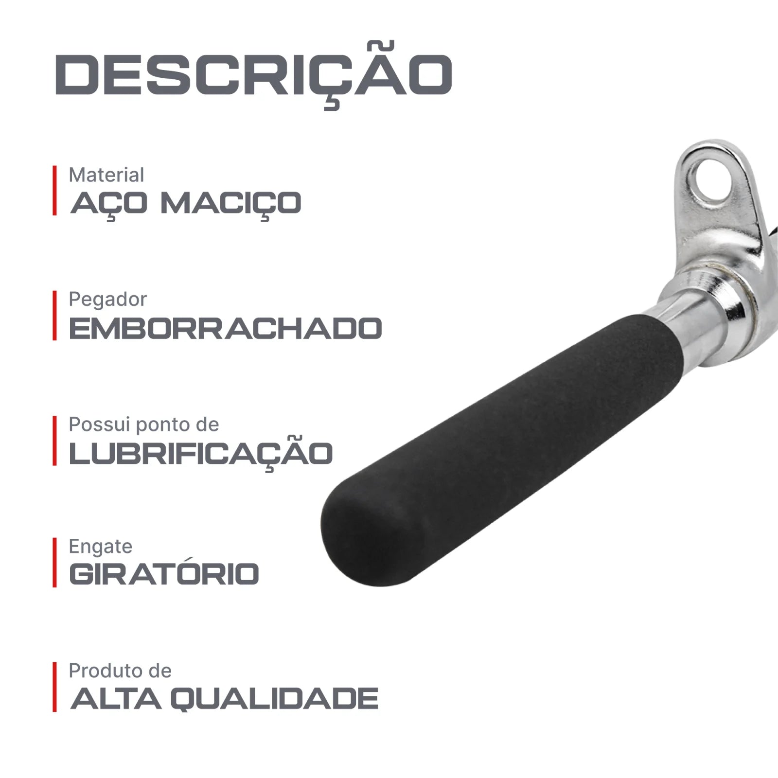 Puxador Barra Reta 45cm Pulley Cromado Maciço com Giro