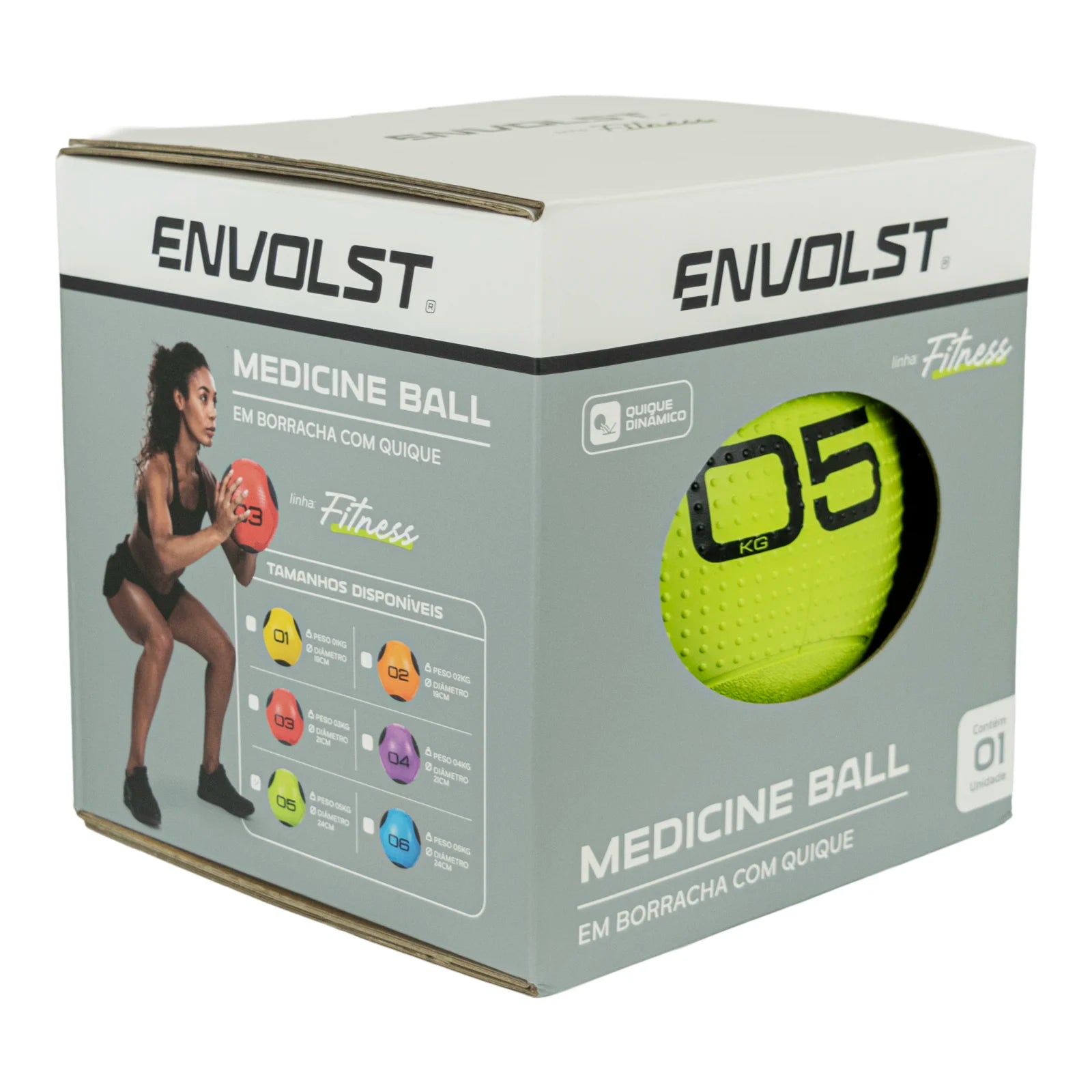 Medicine Ball 5Kg em Borracha com Quique Envolst