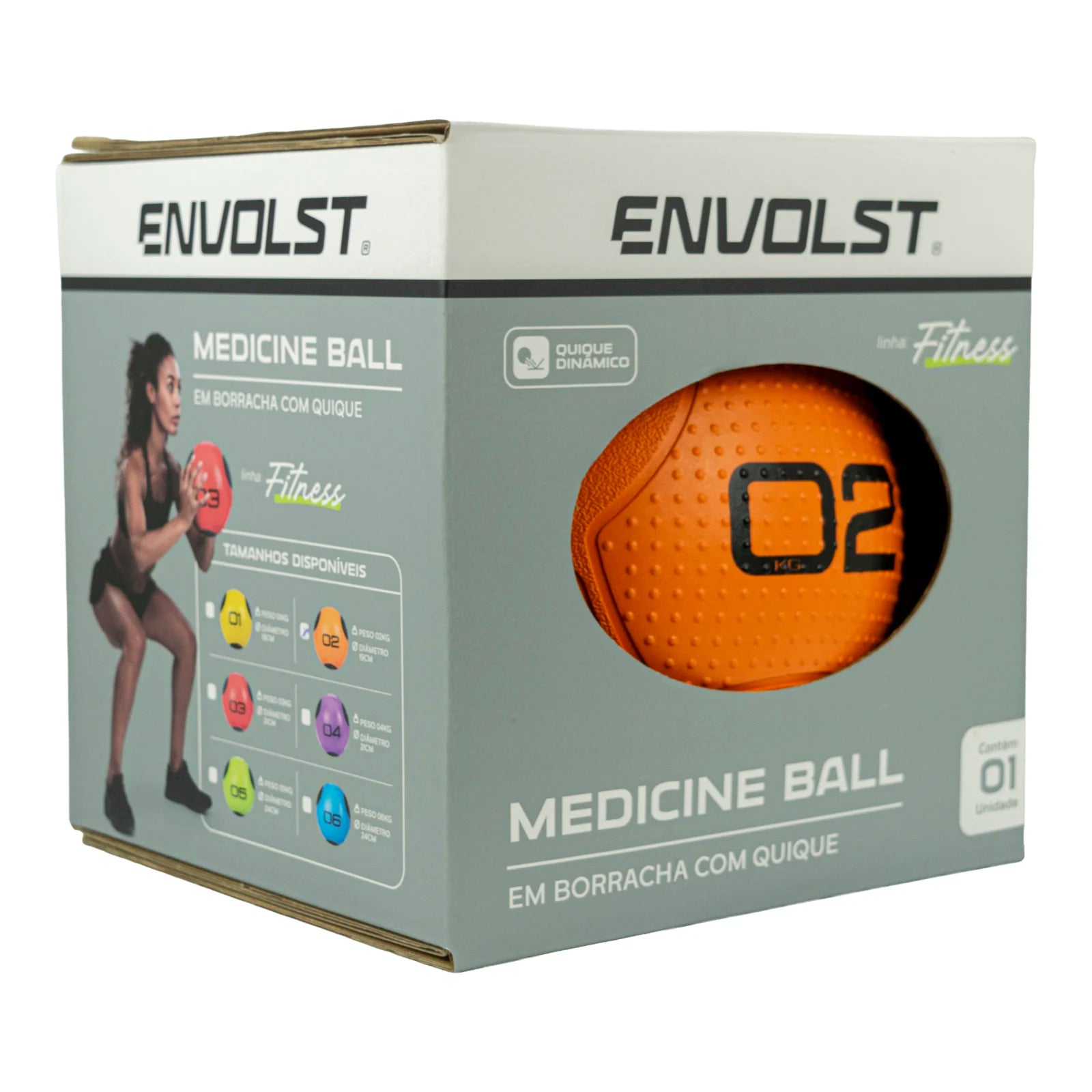 Medicine Ball 2Kg em Borracha com Quique Envolst