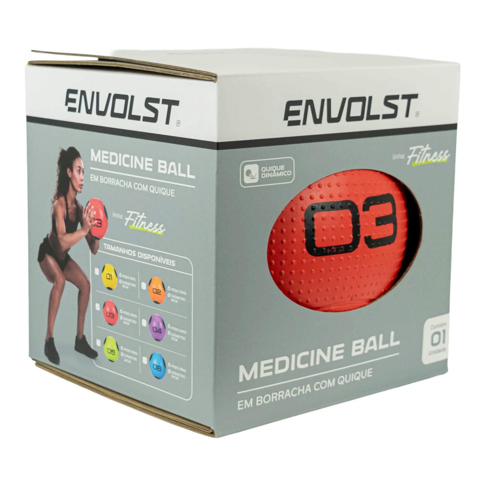 Medicine Ball 3Kg em Borracha com Quique Envolst
