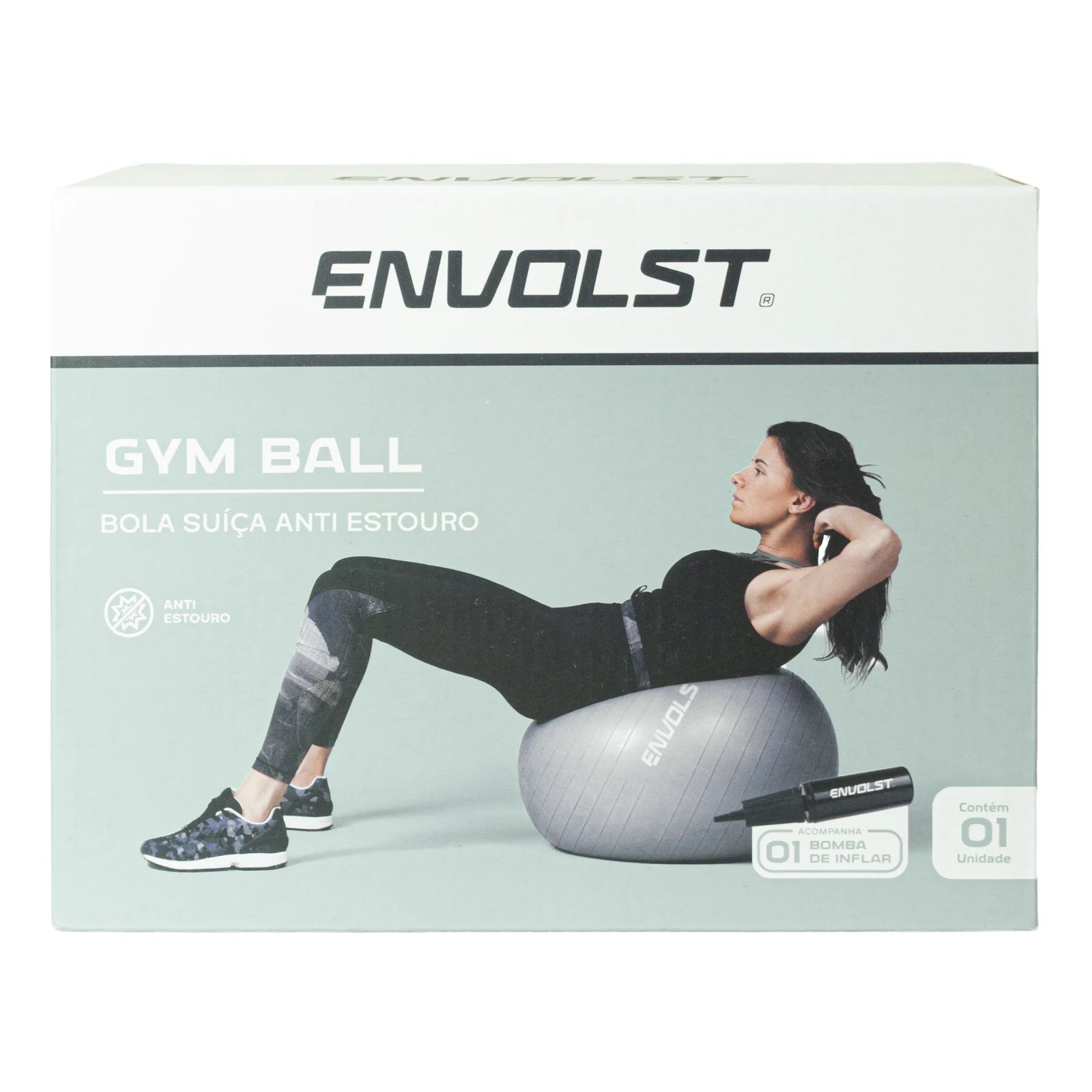 Bola Suíça Gym Ball 75cm Anti Estouro Envolst - Cinza